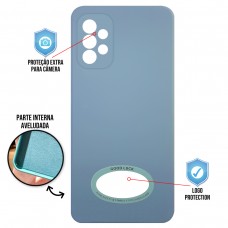 Capa para Samsung Galaxy A72 - Case Silicone Safe Glass Azul Aço